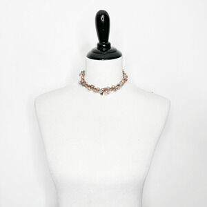 CATHERINE BIJAUX Pearl Tourmaline wire stone NECKLACE Knit 16" unique lagenlook